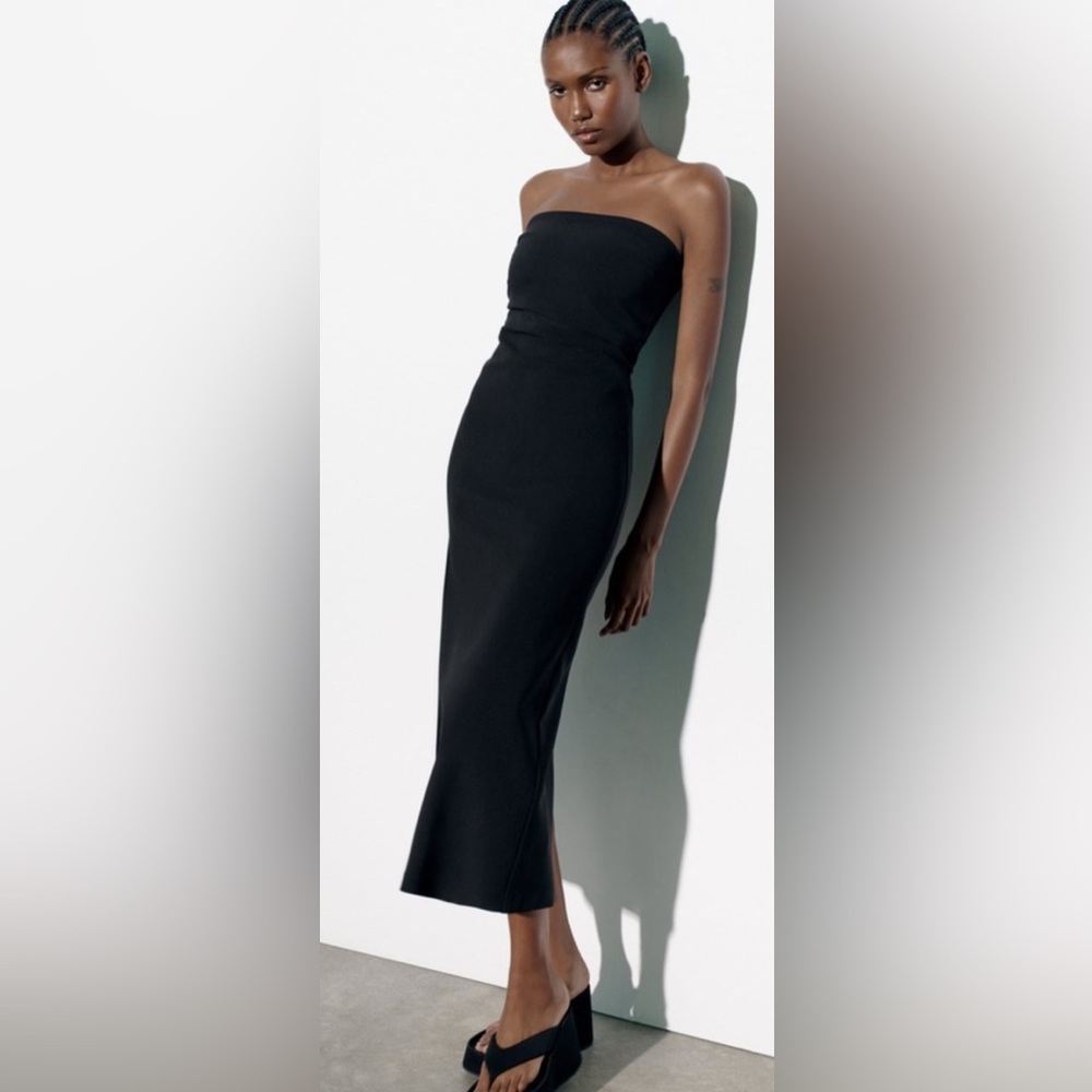 Zara Classic Black Strapless Cocktail Dress